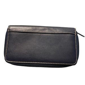 Navy Blue 5 Pocket Wallet W/ Zipper Closure
